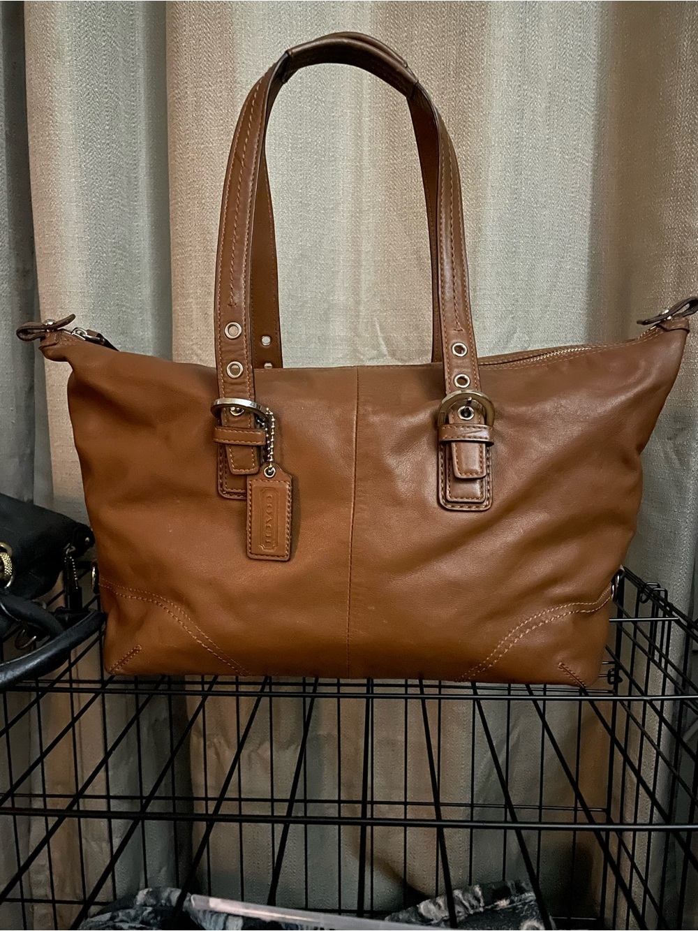 Coach Leather Tote in Cognac